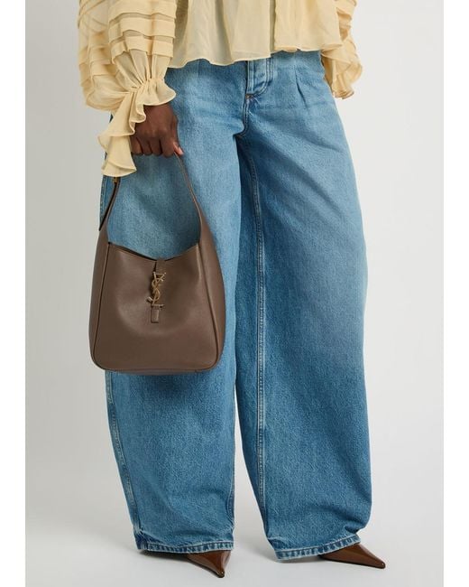 Saint Laurent Brown Le 5 À 7 Small Leather Hobo Bag