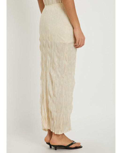 Totême White Crinkled Fine-Knit Maxi Skirt