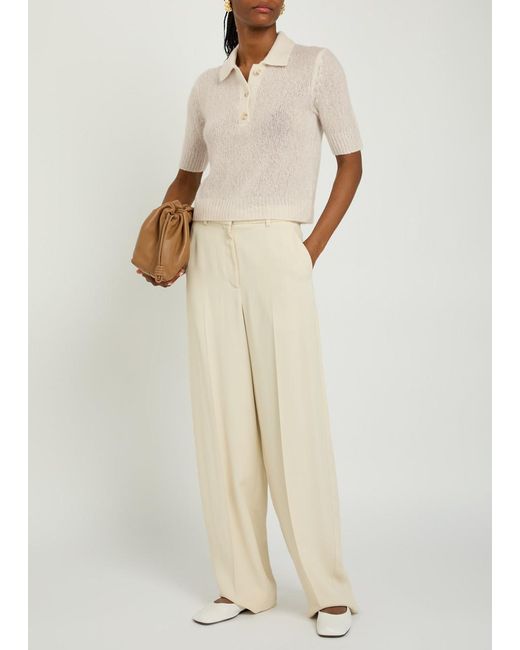 Lisa Yang White Masy Cashmere And Silk-Blend Polo Top