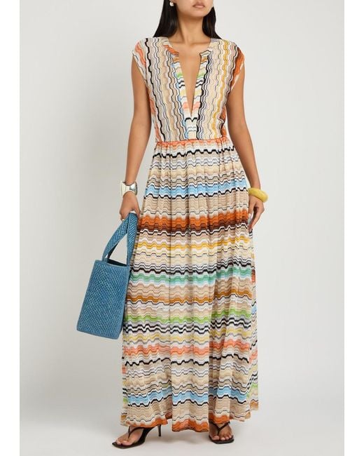 Missoni Multicolor Zigzag Fine-Knit Maxi Cover-Up Dress
