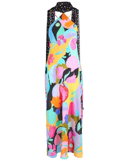 Rixo White Hayley Printed Scarf-Effect Silk Midi Dress