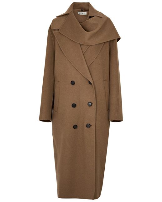 Rohe Brown Layered Scarf-effect Wool Coat