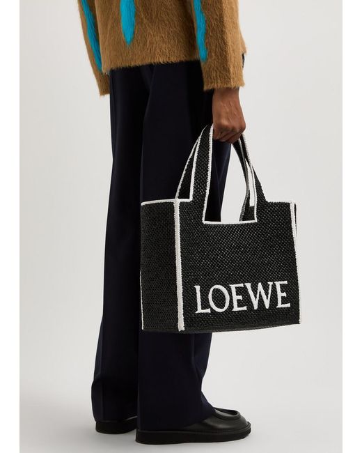 Loewe Black Logo Large Raffia Tote for men