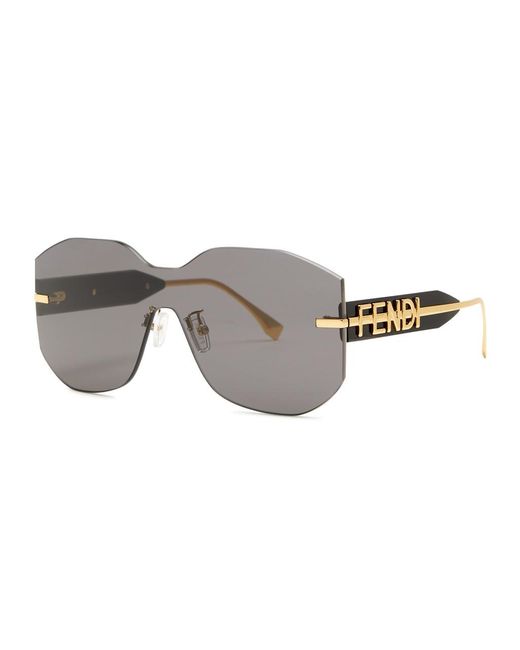 Fendi Gray Graphy Rimless Oversized Sunglasses