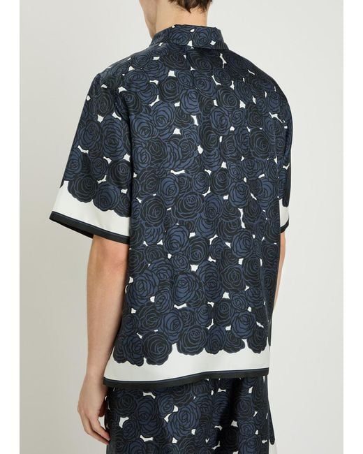 Givenchy Blue Printed Silk Shirt for men