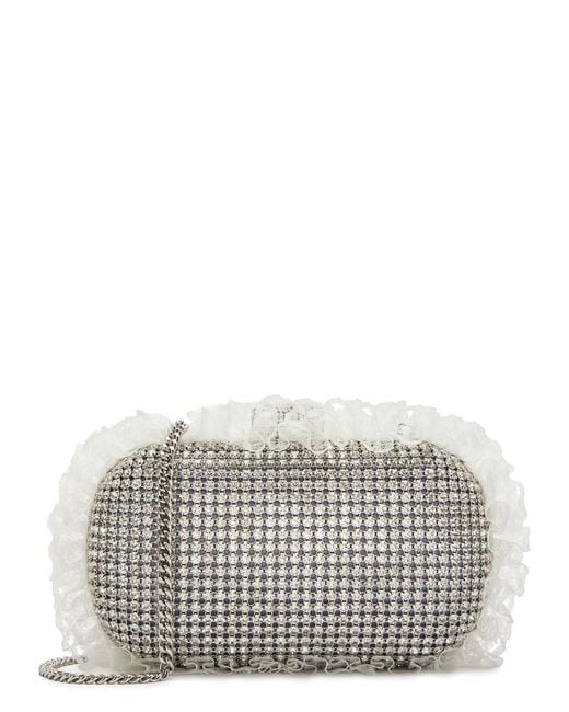 Self-Portrait Gray X Christopher Kane Lace And Crystal-Embellished Box Clutch