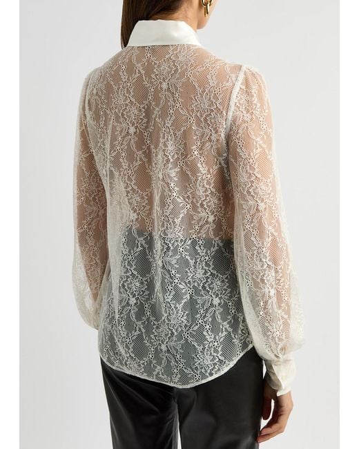 PAIGE White Mindel Sheer Lace Blouse