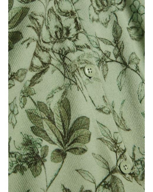 Alice + Olivia Green Carson Floral Cropped Cotton-Blend Cardigan