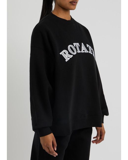 ROTATE SUNDAY Black Logo-Embroidered Cotton Sweatshirt