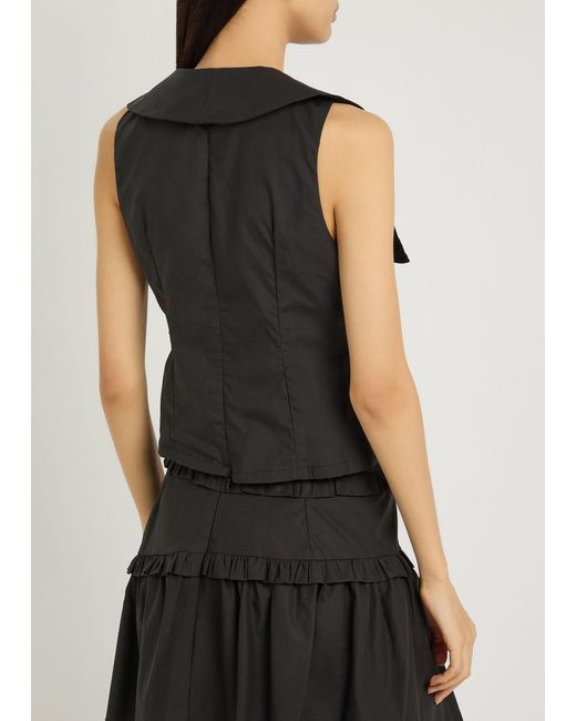 Sister Jane Black Birdie Collared Poplin Vest
