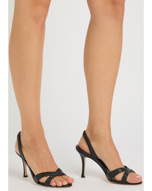 Manolo Blahnik Metallic Callasli 90 Leather Slingback Sandals