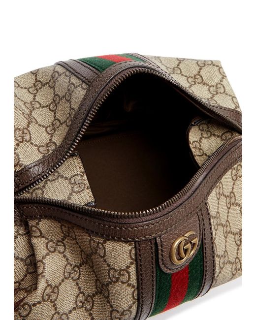 Gucci Brown gg Supreme Coated Canvas Wash Bag