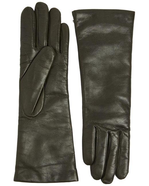 Agnelle Green Christina Leather Gloves