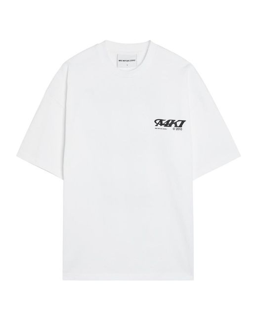 MKI Miyuki-Zoku White Stack Printed Cotton T-Shirt for men
