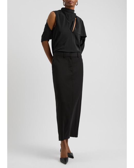 Helmut Lang Black Silk Crepe De Chine Blouse