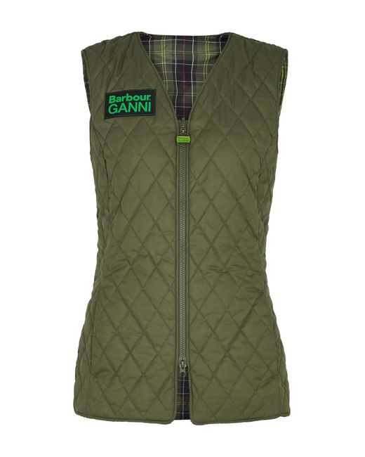 Barbour Green X Ganni Betty Reversible Quilted Shell Gilet