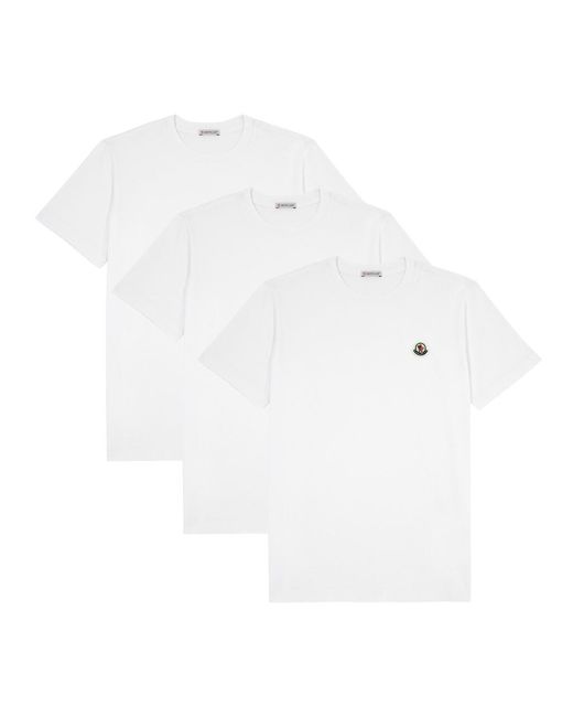 Moncler White Logo Cotton T-shirt for men