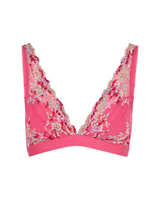 Wacoal Pink Embrace Floral-embroidered Lace Soft-cup Bra
