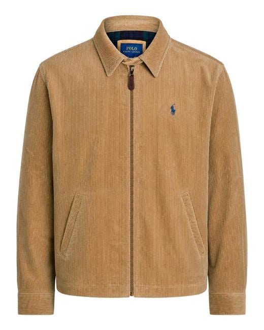 Polo Ralph Lauren Brown Logo-Embroidered Corduroy Windbreaker Jacket for men