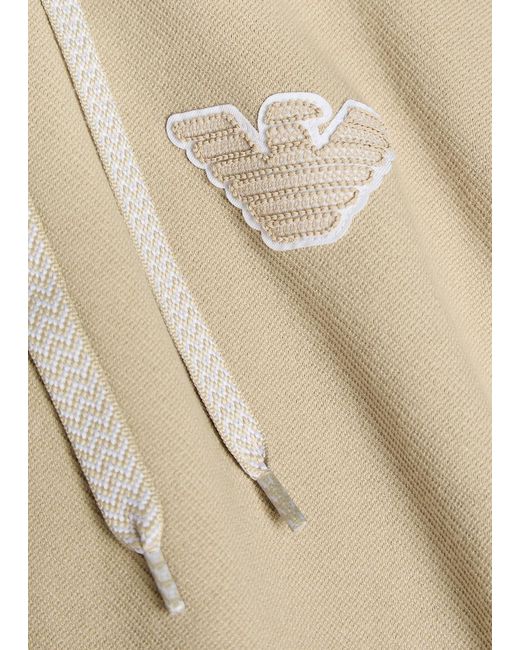 Emporio Armani Natural Hooded Zip-Through Piqué Cotton-Blend Sweatshirt for men