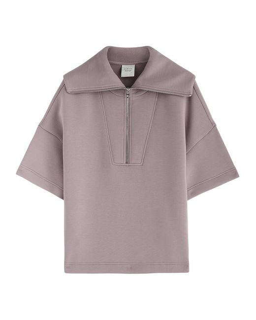 Varley Purple Willow Half-Zip Stretch-Jersey T-Shirt