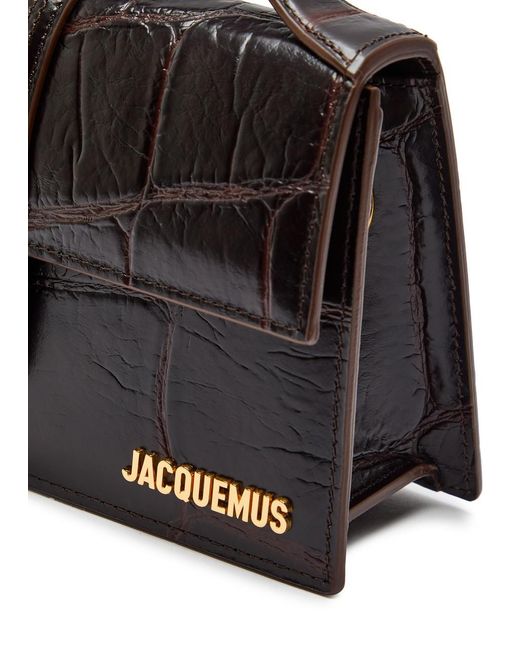 Jacquemus Black Le Grande Bambino Crocodile-Effect Leather Top Handle Bag
