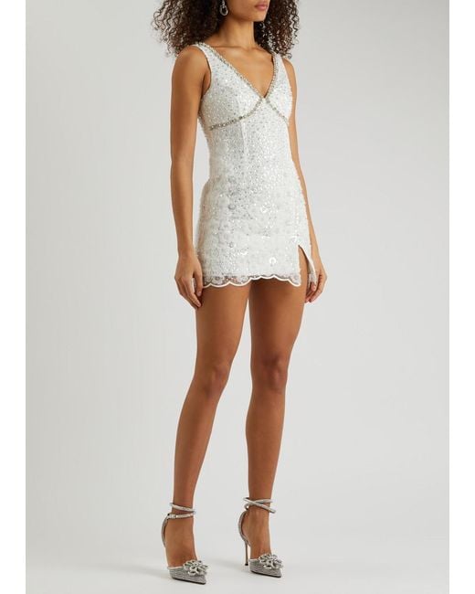 self portrait beaded tulle mini dress self-portrait - Pink Boucle Pearl Mini Dress main image 1