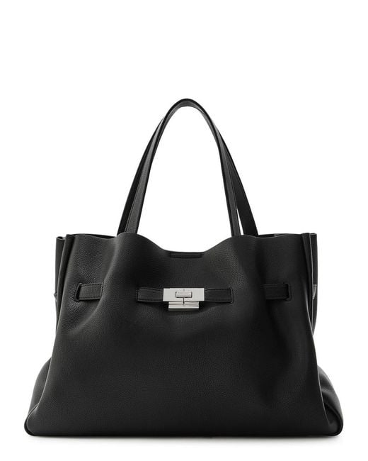 DKNY Black Bryar Large Satchel Grained Leather Tote Bag