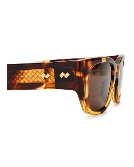 Bottega Veneta Brown Tortoiseshell Rectangle-Frame Sunglasses