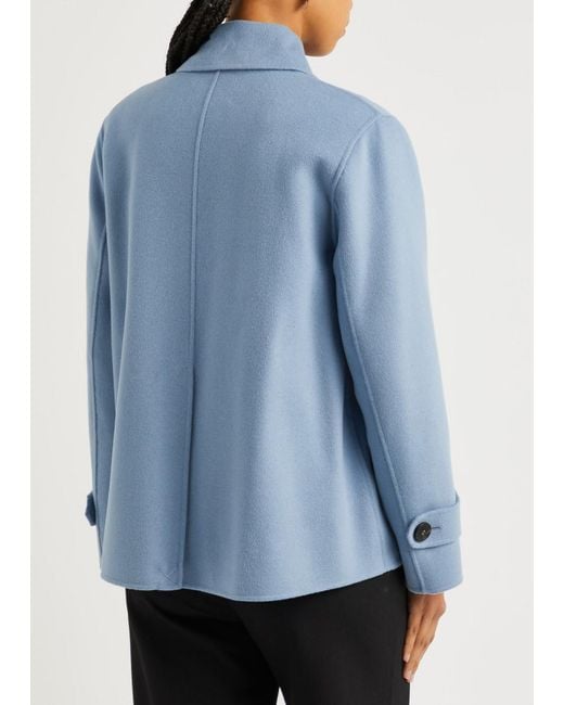 Weekend by Maxmara Blue Usuale Double-breasted Wool-blend Coat