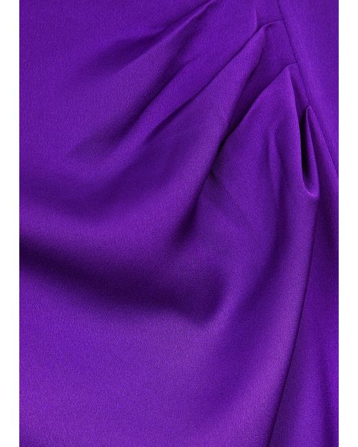 Misha Purple Estra One-Shoulder Satin Midi Dress