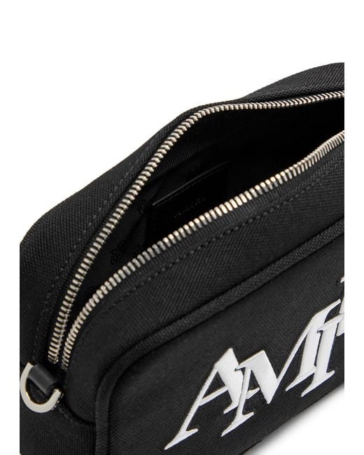 Amiri Black Staggered Logo-Embroidered Canvas Camera Bag for men