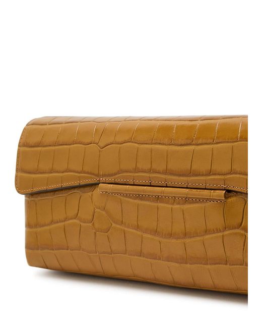 Totême  Brown Crocodile-Embossed Leather Clutch