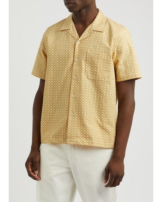 Universal Works Yellow Road Patterned-Jacquard Cotton Shirt for men