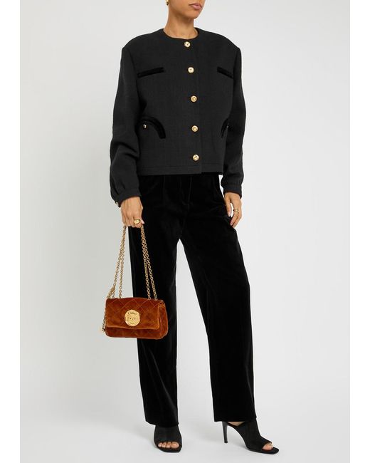Blazé Milano Black Shamo Bolero Velvet-Trimmed Tweed Jacket