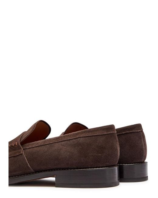 GRENSON Brown Nate Suede Loafers for men