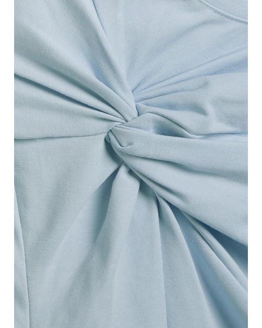 GOOD AMERICAN Blue Twist-Effect Stretch-Cotton T-Shirt
