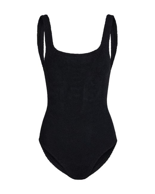 Hunza G Black Coverage Square-Neck Crinkle Swimsuit