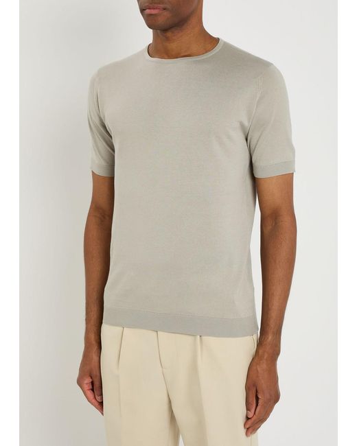 John Smedley Gray Belden Fine-Knit Cotton T-Shirt for men