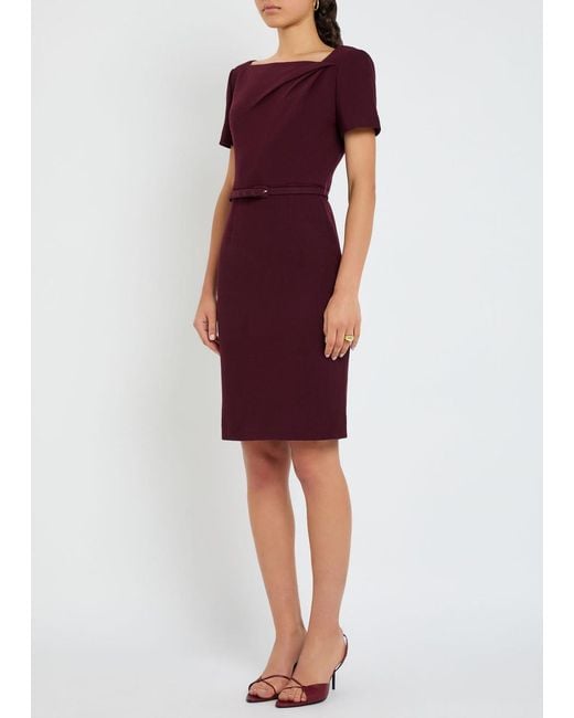 Roland Mouret Purple Belted Wool-Crepe Dress