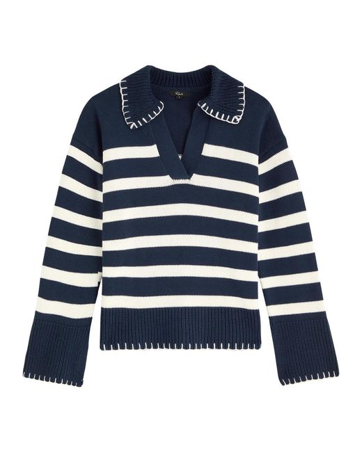 Rails Blue Athena Striped-Intarsia Cotton Jumper