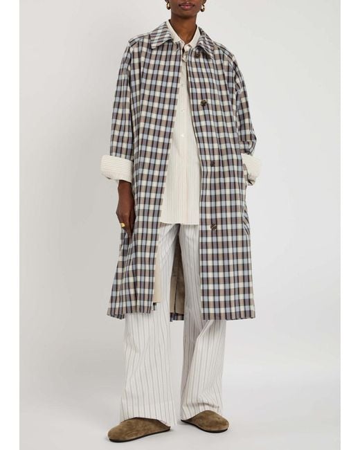 The Row Gray Tavishina Checked Silk-Blend Coat