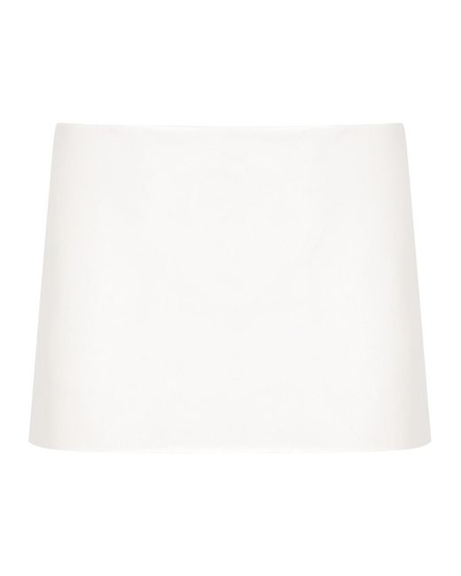Khaite White Jett Leather Mini Skirt