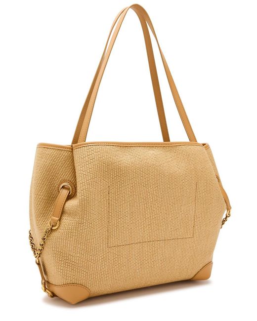 Chloé Natural Clover Logo-Embroidered Raffia Tote Bag