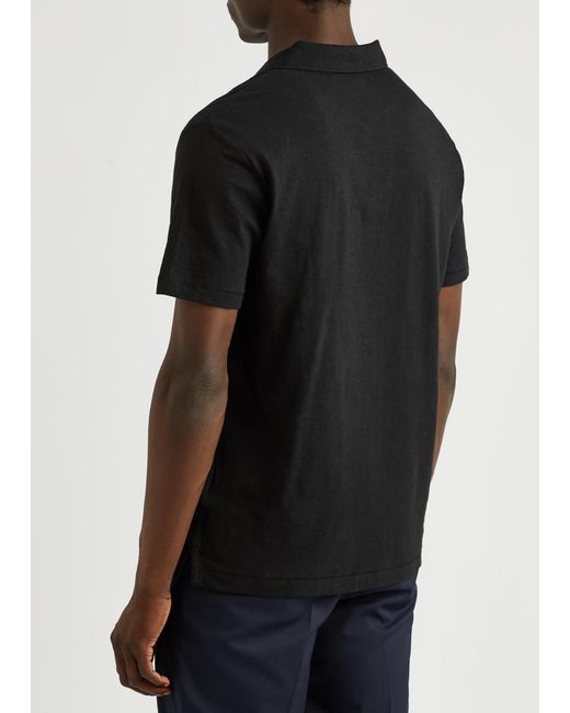 Calvin Klein Black Logo Cotton-Blend Polo Shirt for men