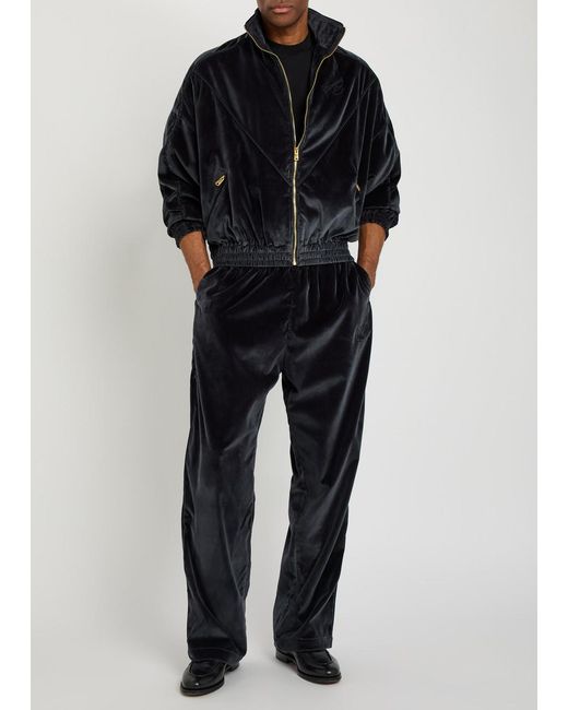 Willy Chavarria Blue Ruff Rider Straight-Leg Velour Trousers for men