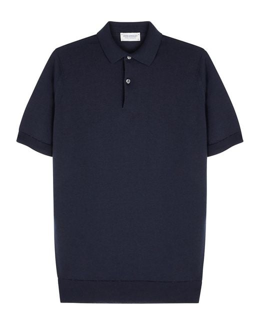 John Smedley Blue Payton Wool Polo Shirt for men
