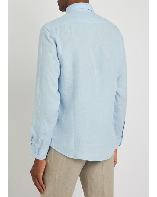 Sunspel Blue Linen Shirt for men