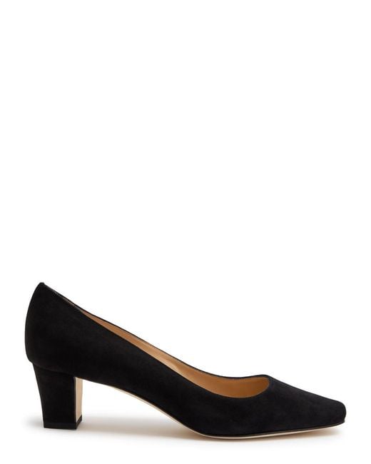 Manolo Blahnik Black Okkatopla 50 Suede Pumps
