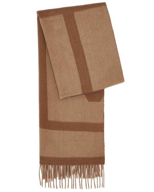 Totême  Brown Totême Logo-monogrammed Wool Scarf